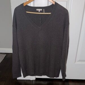 Brown V-Neck Cashmere Sweater